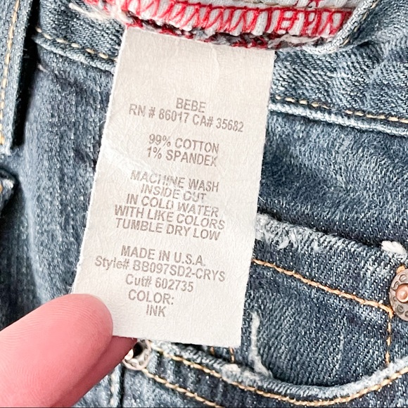 bebe Boot Cut Mid Rise Jeans Rhinestone Pockets 29 - Picture 10 of 16